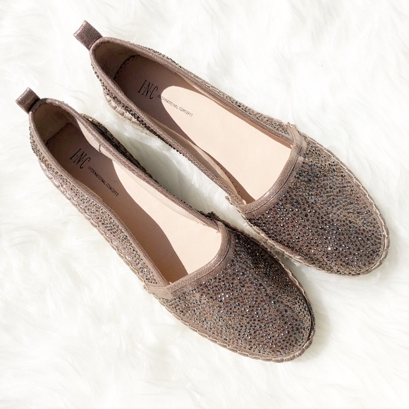 INC Metallic Rhinestone Platform Espadrilles NWOT - Picture 3 of 8